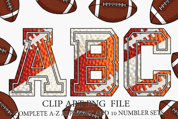 American Football Alphabet Graphics for Crafts