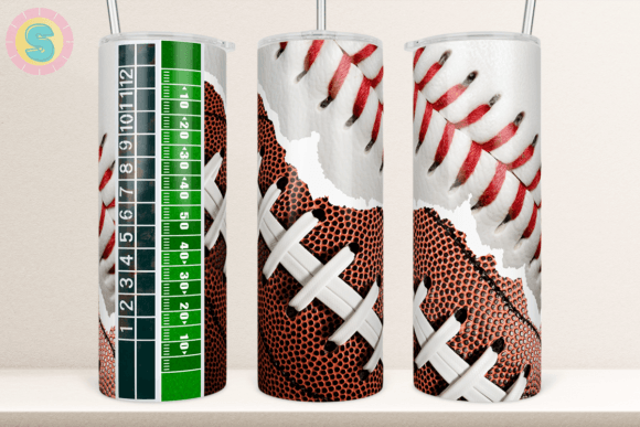Baseball and Football Print Tumbler Wrap Graphics