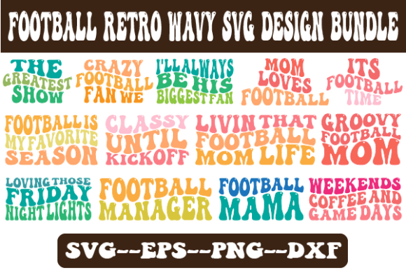 Football Retro Wavy SVG Bundle for Crafts & Graphics