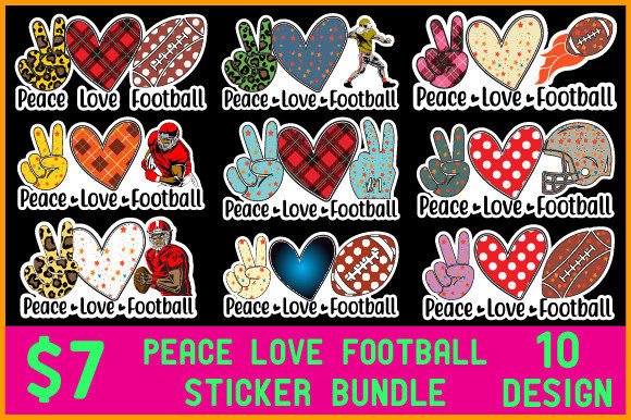 Peace Love Football Sticker Bundle: Graphics for Crafts